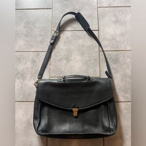 Vintage Coach Morgan Black Leather Briefcase with Coach Storage Bag